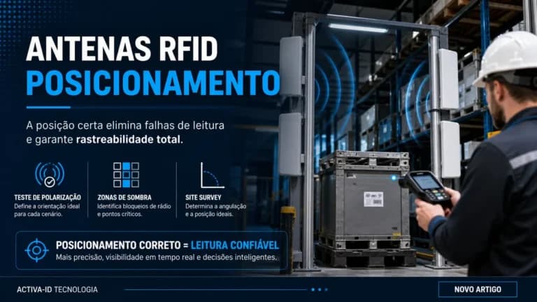 Como o posicionamento das antenas RFID impacta a eficiência na logística?