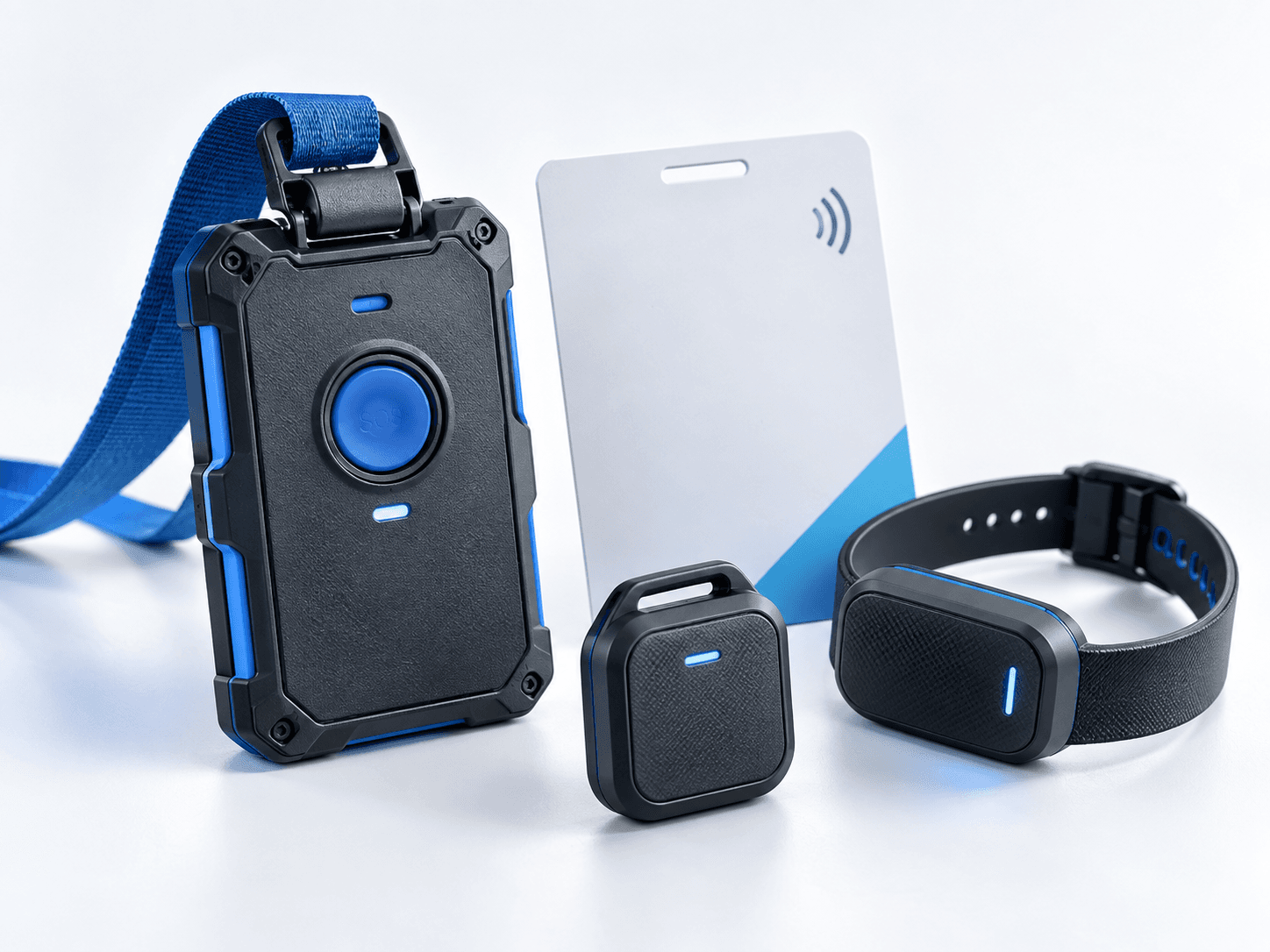 Crachá RFID, beacon BLE e dispositivo vestível para emergências