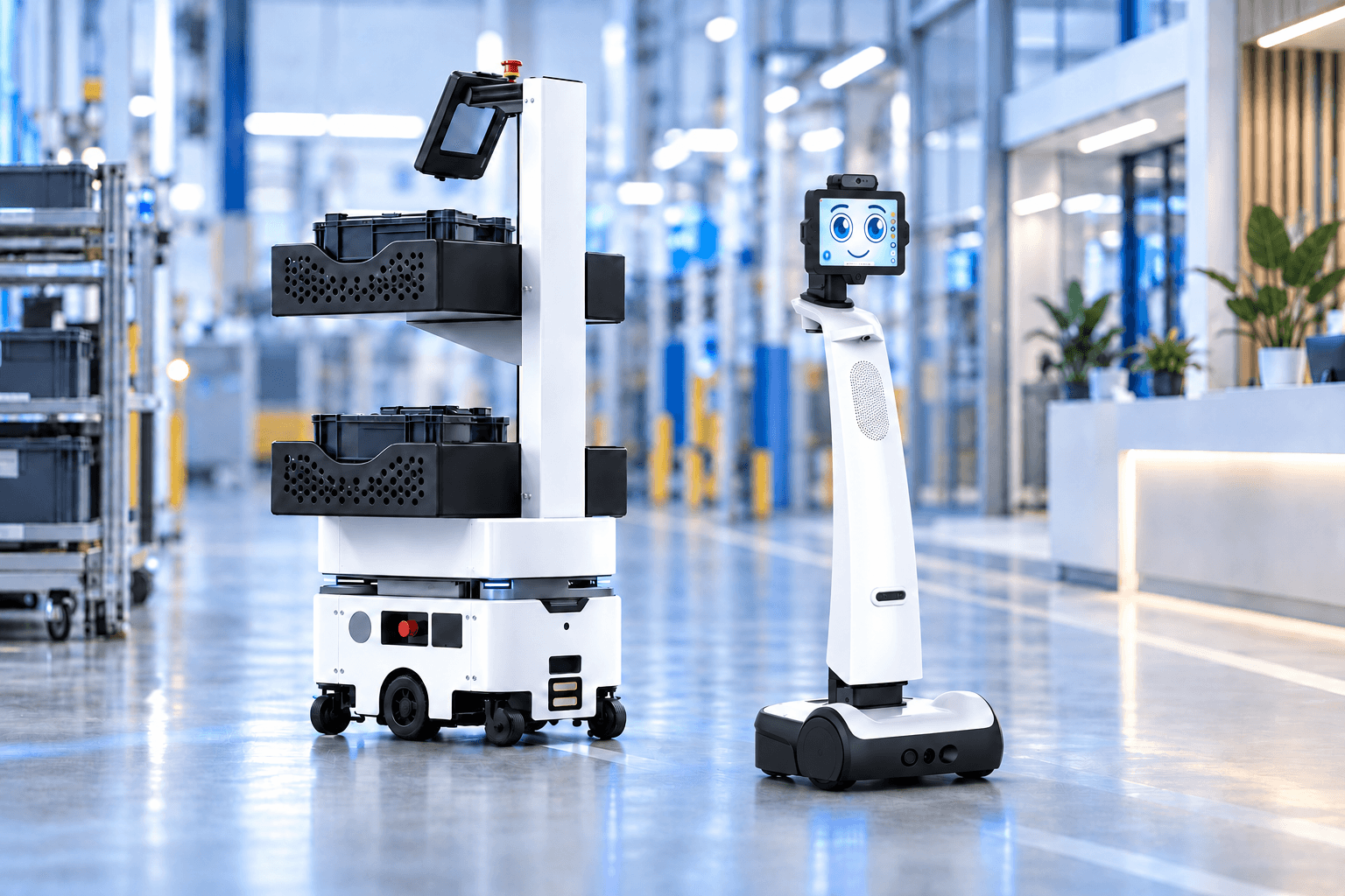 robôs de atendimento e transporte