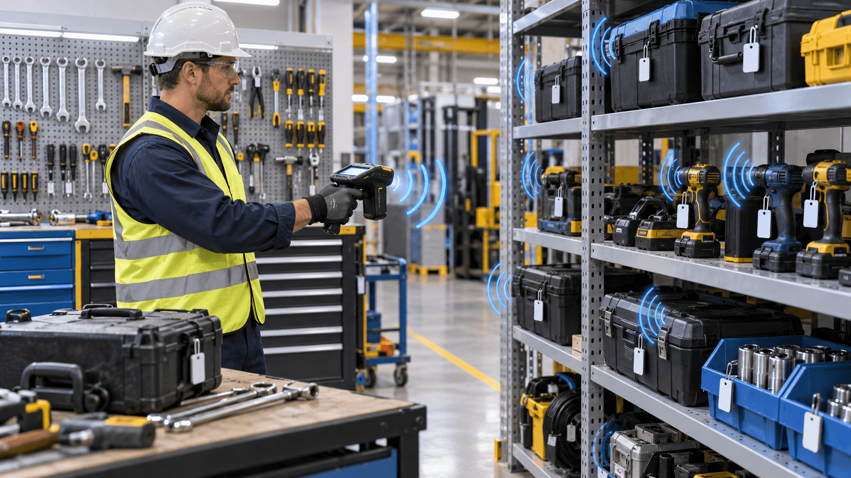 Inventário rápido de ferramentas com leitor RFID