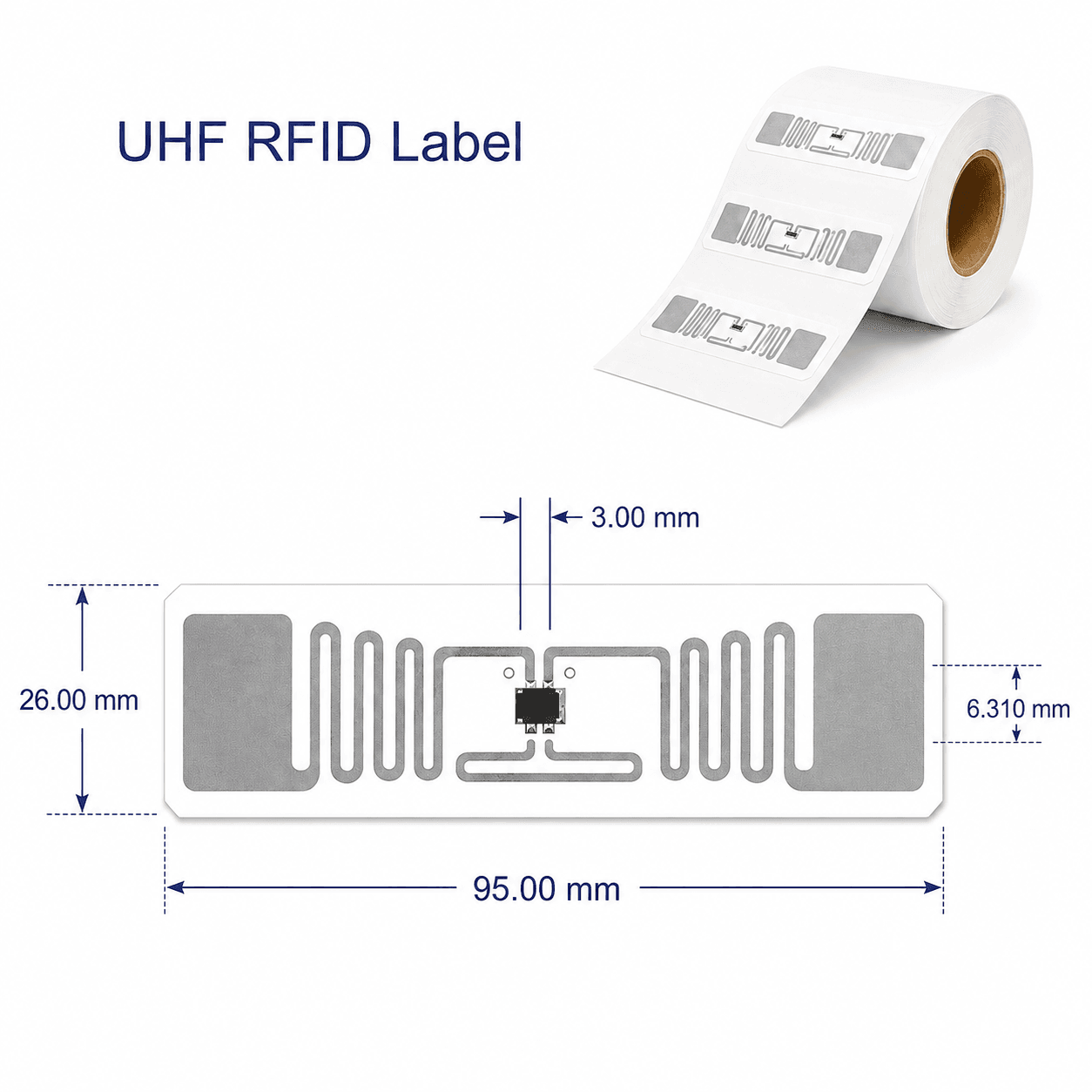 Tag RFID UHF Costurável em Nylon 95 ×26 mm